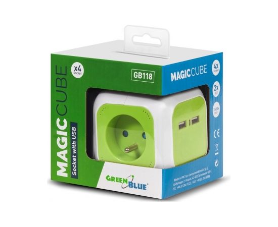 GreenBlue GB118 MagicCube 2xUSB 1.4m French Type Multi Powered 2xUSB