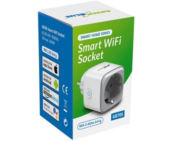 Remote controlled WiFi socket Android iOS Alexa Google Home timer GreenBlue GB705 max 3840W