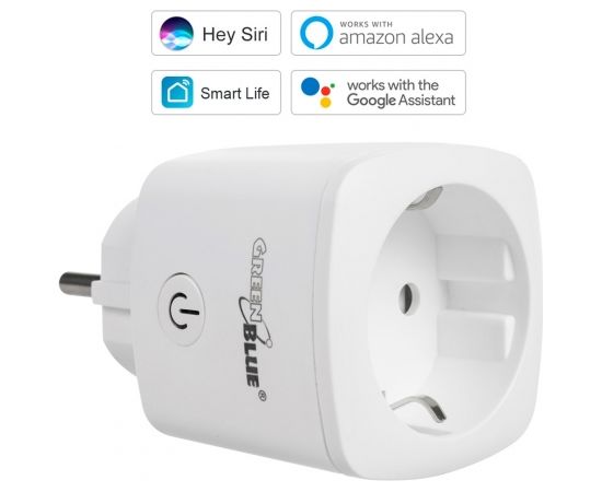 GreenBlue WiFi remote controlled socket, Android/iOS/Alexa/Google Home, energy cons. Energy, timer, max 3680W, type F, GB720 F