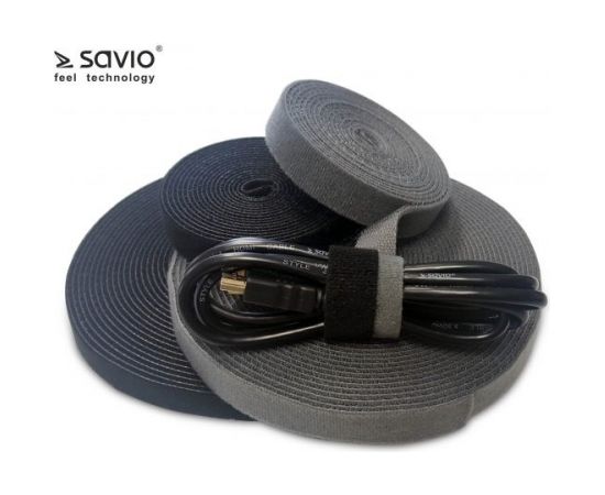 SAVIO Organizer for cables, Tape, Velcro, Black, 10m OC-01/B 1 pc