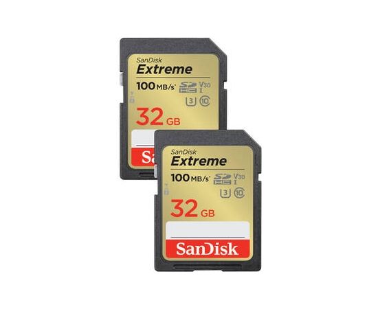 SANDISK Extreme 32GB microSDHC UHS-I, Class 10, U3, V30 - Twin-pack