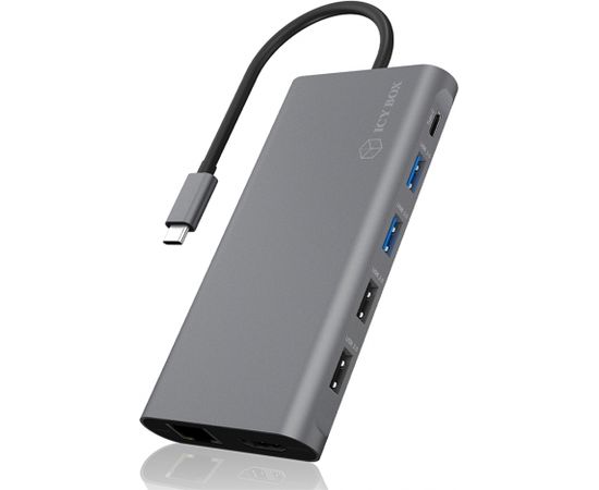 Raidsonic 12-in-1 USB Type-C dock with PD 100W BOX IB-DK4050-CPD 2xUSB 3.0 Type-A, 2xUSB 2.0 Type-A, 1xUSB 3.0 Type-C, 1xLAN RJ45, 2xHDMI, 1xDisplayPort