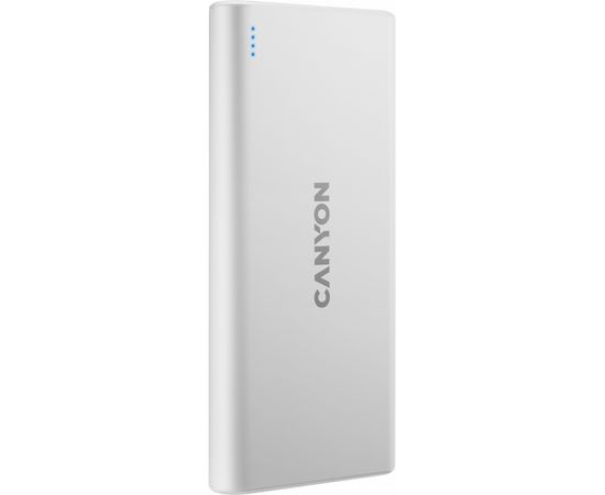 CANYON PB-108 Power bank 10000mAh Li-poly battery, Input 5V/2A, Output 5V/2.1A(Max), 140*68*16mm, 0.230Kg, White