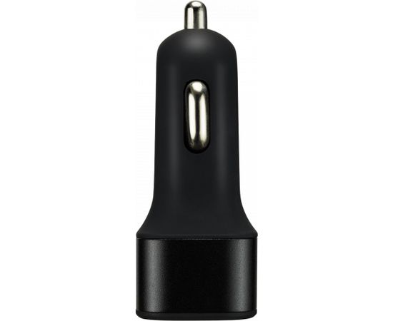 CANYON C-07 Universal 3xUSB car adapter(1 USB with Quick Charger QC3.0), Input 12-24V, Output USB/5V-2.1A+QC3.0/5V-2.4A&9V-2A&12V-1.5A, with Smart IC, black rubber coating+black metal ring+QC3.0 port with blue/other ports in orange, 66*35.2*25.1mm, 0.025
