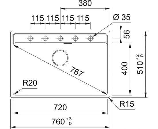 Franke MRG 610-72 A fragranīta izlietne, 760x510mm, onikss