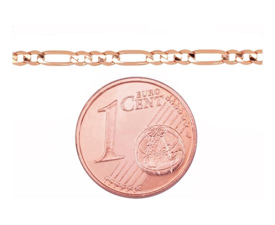 Золотая цепочка Фигаро 2 мм, алмазная обработка граней #1400070(Au-R), Красное Золото 585°, длина: 55 см, 3 гр.