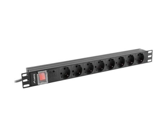 LANBERG POWER STRIP PDU RACK 19" (1U, 16A, 8X Shuko, 2m)