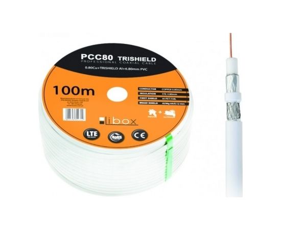 Libox Kabel koncentryczny PCC80 100m coaxial cable RG-6/U White