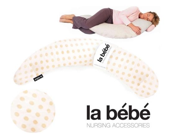 La Bebe™ Nursing La Bebe™ Moon Maternity Pillow Art.45002 Beige Dots Spilvens-pakavs grūtniecēm ar polistirola pildījumu [2 pārvalki] 195cm