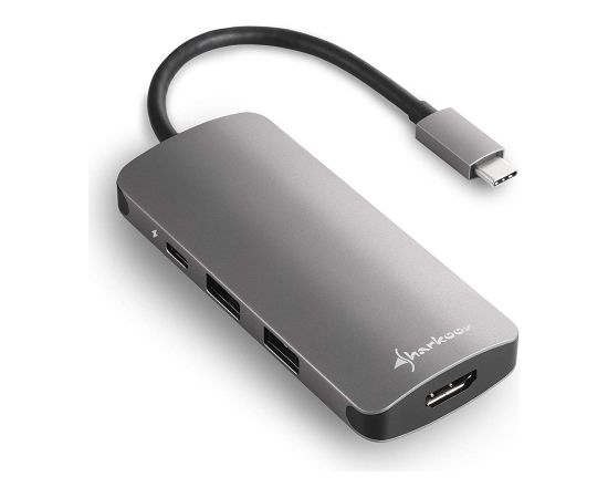 Sharkoon USB 3.0 Type C Multiport Adapter - USB-C, HDMI, MicroSD, SD - dark grey