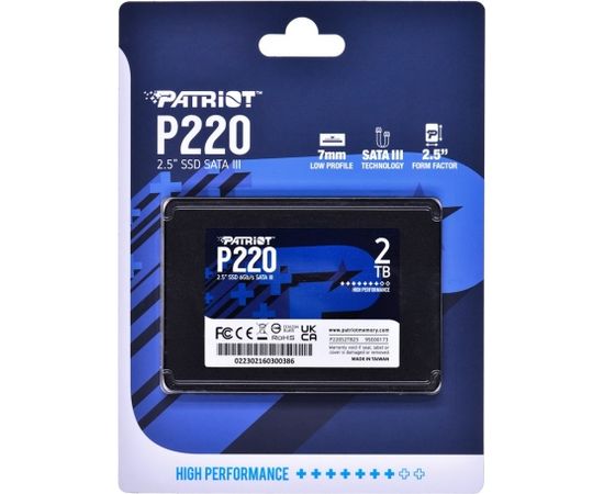 SSD PATRIOT P220 2TB SATA3 2,5" P220S2TB25