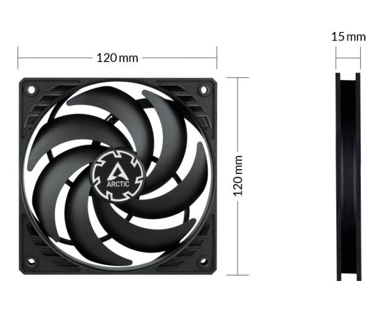 Arctic P12 Slim PWM PST 120x120x15, case fan (black)