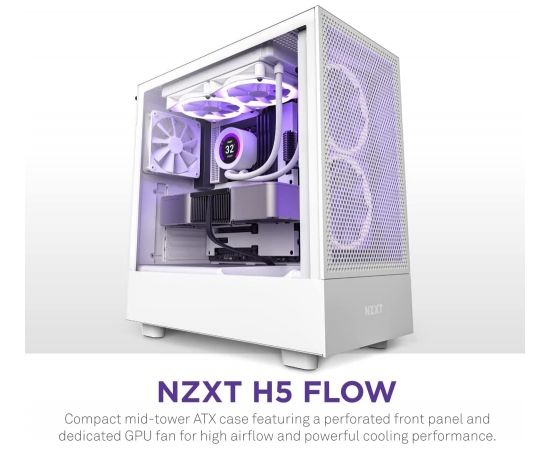 NZXT H5 Flow All White, tower case (white (matt), tempered glass)