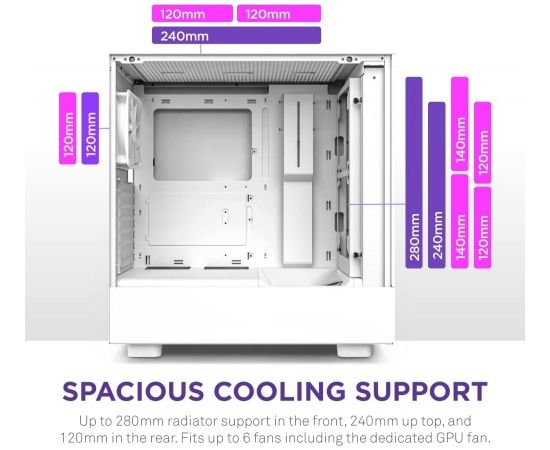 NZXT H5 Flow All White, tower case (white (matt), tempered glass)