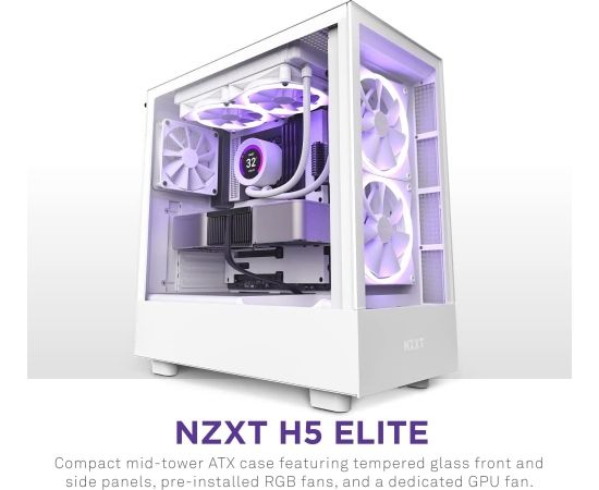 NZXT H5 Elite All White, tower case (white (matt), tempered glass)