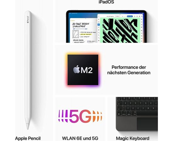 Apple iPad Pro 11" (2 TB), tablet PC (grey, 5G, Gen 4 / 2022)