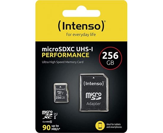 Intenso UHS-I Performance 256 GB microSDXC, memory card (black, UHS-I U1, Class 10)