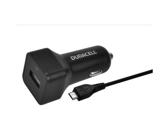 Duracell Universāls 2.4A Vienas USB Ligzdas Auto 12V-24V DC 5V Ātrs Lādētājs + Micro USB kabelis 1m Telefonam / Planšetdatoram Melns