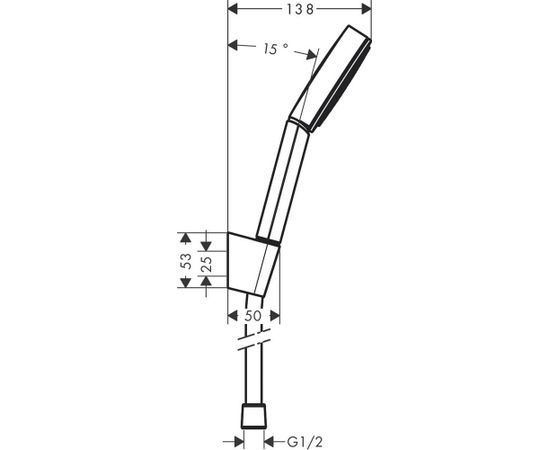 Hansgrohe Pulsify 105 1jet, rokas dušas komplekts ar turētāju un dušas vadu 1250 mm, hroms