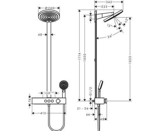 Hansgrohe Pulsify 260 2 jet ar termostatu ShowerTablet Select 400 dušas sistēma, matēta melna