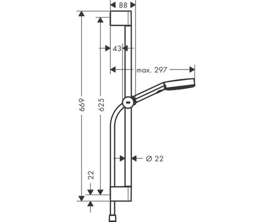 Hansgrohe Pulsify Select 105 3jet Relaxation rokas dušas komplekts 650 mm, matēts melns