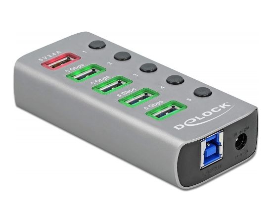 DeLOCK USB 3.2 Gen1 Hub + 4Po + 1SLK + ST + BE - 63262