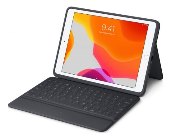 DE Layout - Logitech Rugged Folio for iPad 7th + 8th Gen black - 920-009313