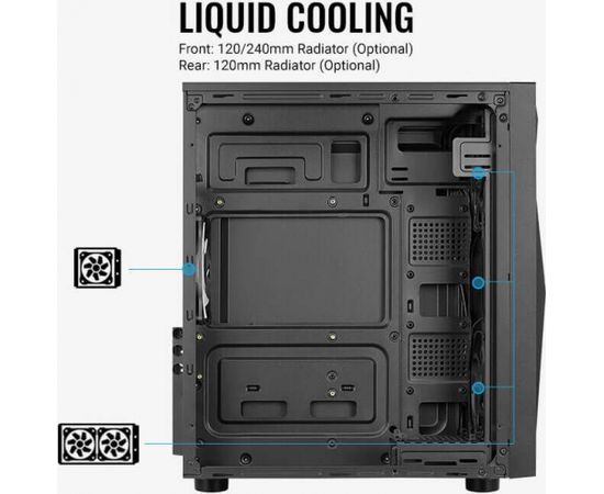 Aerocool Glider TG, tower case (black, tempered glass)