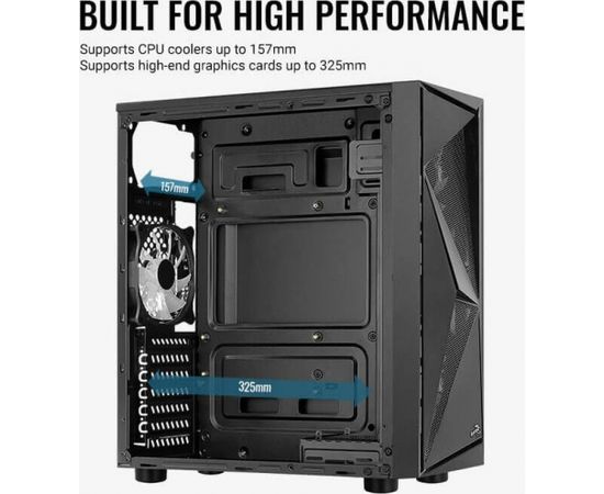 Aerocool Glider TG, tower case (black, tempered glass)