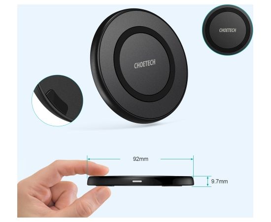 Choetech Qi 10W wireless charger + USB cable - micro USB black (T526-S)