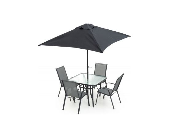 4Living Cannes komplekts 6-daļīgs melns galds Dārza mēbeļu komplekti