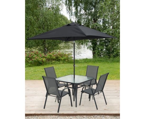 4Living Cannes komplekts 6-daļīgs melns galds Dārza mēbeļu komplekti