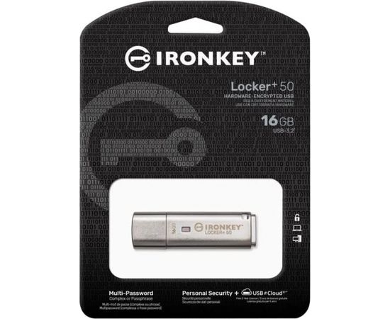 Kingston IronKey Locker 50 16 GB, USB stick (aluminum, USB-A 3.2 Gen 1)