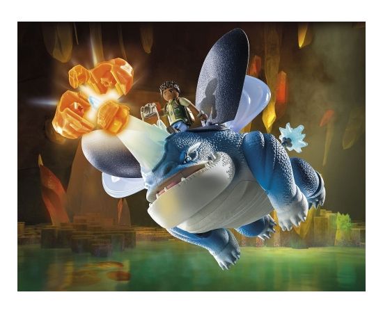 PLAYMOBIL 71082 Dragons: The Nine Realms - Plowhorn & D'Angelo, Construction Toy (With Crystal Rock to Blow Up)