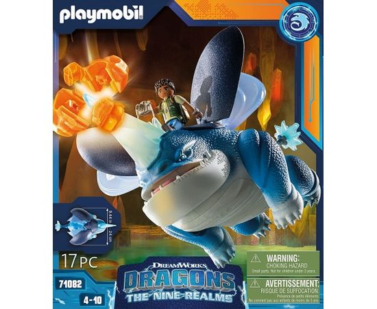 PLAYMOBIL 71082 Dragons: The Nine Realms - Plowhorn & D'Angelo, Construction Toy (With Crystal Rock to Blow Up)