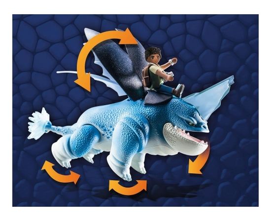 PLAYMOBIL 71082 Dragons: The Nine Realms - Plowhorn & D'Angelo, Construction Toy (With Crystal Rock to Blow Up)