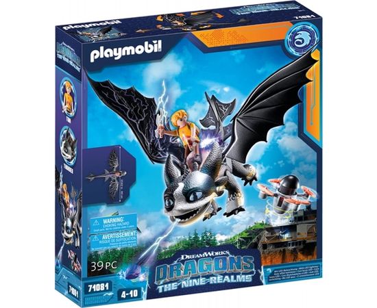 PLAYMOBIL 71081 Dragons: The Nine Realms - Thunder & Tom, construction toy (with shooting and light function)