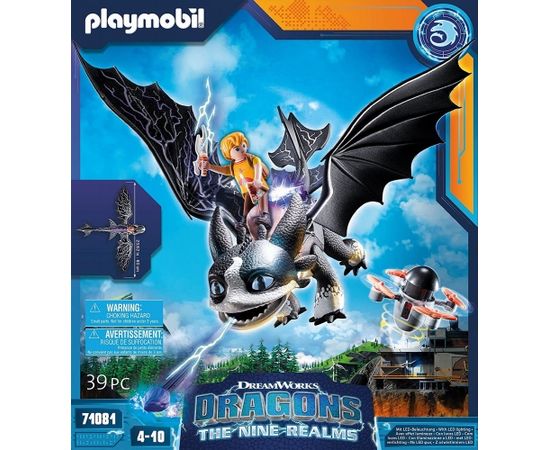 PLAYMOBIL 71081 Dragons: The Nine Realms - Thunder & Tom, construction toy (with shooting and light function)