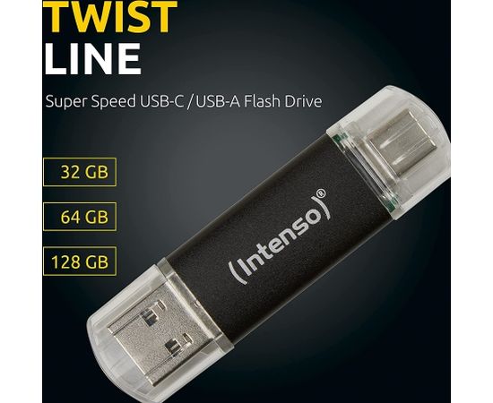 Intenso Twist Line 128 GB, USB stick (anthracite/transparent, USB-A 3.2 Gen 1, USB-C 3.2 Gen 1)