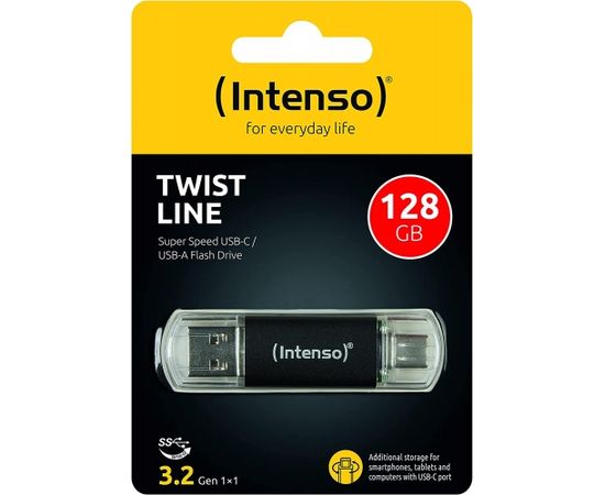 Intenso Twist Line 128 GB, USB stick (anthracite/transparent, USB-A 3.2 Gen 1, USB-C 3.2 Gen 1)