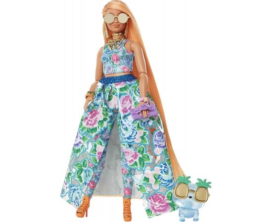 Mattel Barbie Extra Fancy doll in blue floral dress