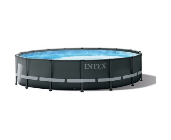 Intex Frame Baseina komplekts Ultra Rondo XTR Ø 488 x 122cm, peldbaseins (tumši pelēka/zila, smilšu filtru sistēma SF90220RC-1)