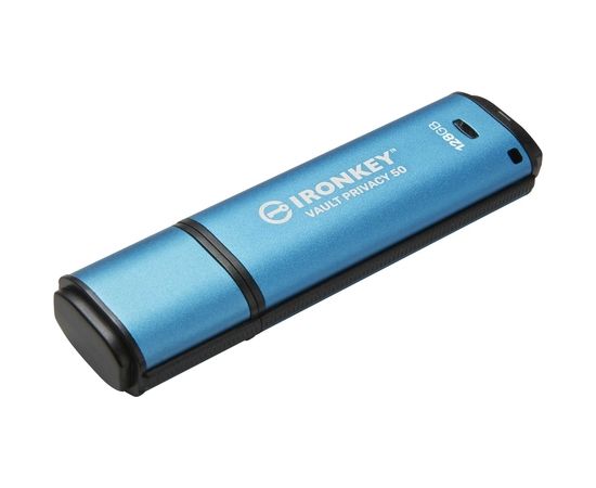 Kingston IronKey Vault Privacy 50 128 GB, USB stick (light blue/black, USB-A 3.2 Gen 1)