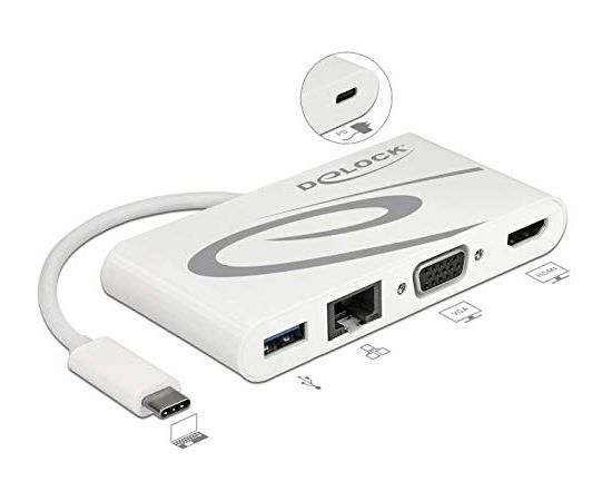 DeLOCK Dockingstation USB C 3.1 > HDMI 4K + VGA + LAN + USB, Adapter