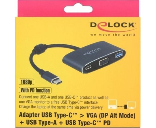 DeLOCK C St>VGA blue +USB A +USB C PD