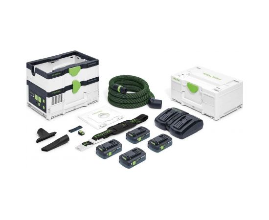 Akumulatora putekļsūcējs Festool CLEANTEC CTLC SYS HPC 4,0 I-Plus; 18 V; 4x4,0 Ah akum.