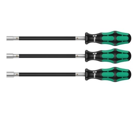Wera 391/3 hose clamp screwdriver set (black/green, 3 pieces, with flexible shaft)