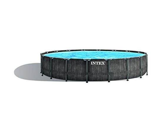 Intex Premium Frame Pool Set Prism Greywood, 549 x 122cm, swimming pool (grey, with cartridge filter system OPTIMO 636T)