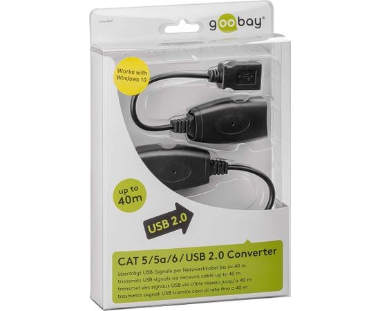 goobay USB 2.0 Hi-Speed extension cable (black, 20cm)