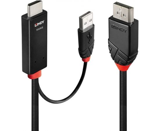 Lindy HDMI > DisplayPort adapter cable (black/red, 1 meter)